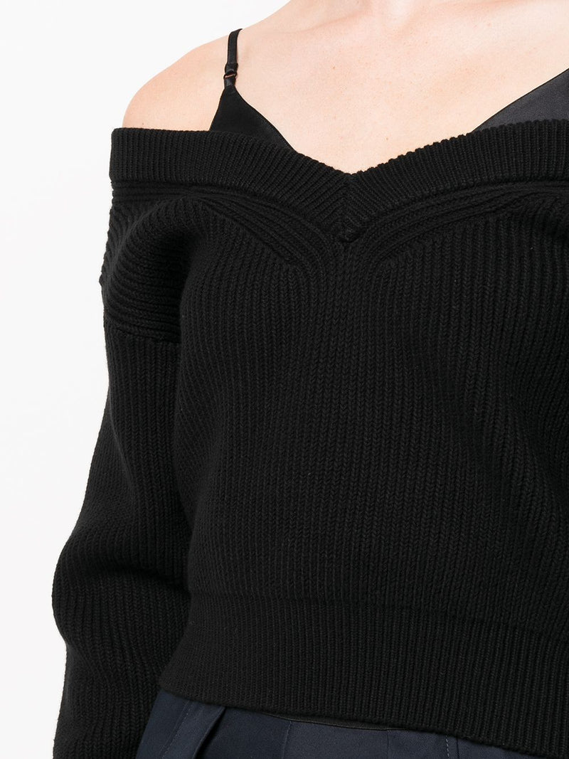 T BY ALEXANDER WANG WOMEN V-NECK CROPPED PULLOVER - NOBLEMARS