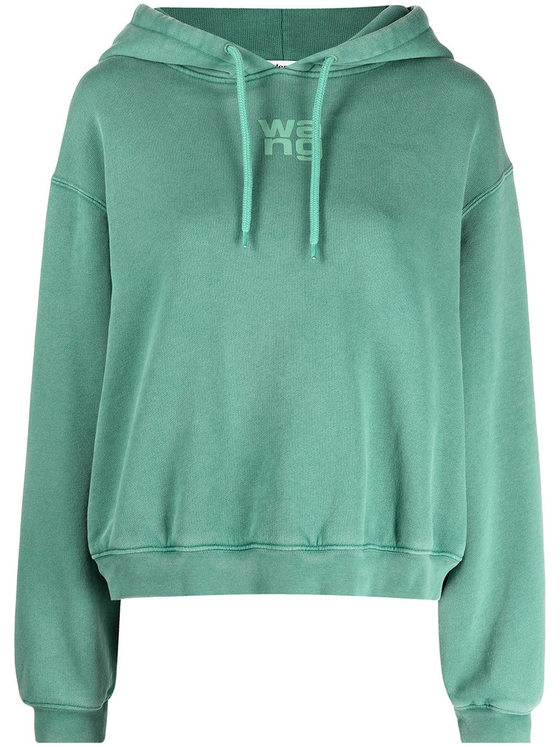 T BY ALEXANDER WANG WOMEN STRUCTURED TERRY HOODIE WITH PUFF PAINT LOGO - NOBLEMARS