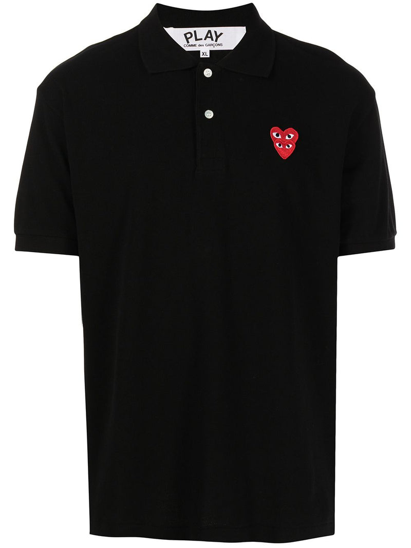 COMME DES GARCONS PLAY MEN LAYERED HEARTS POLO SHIRT - NOBLEMARS