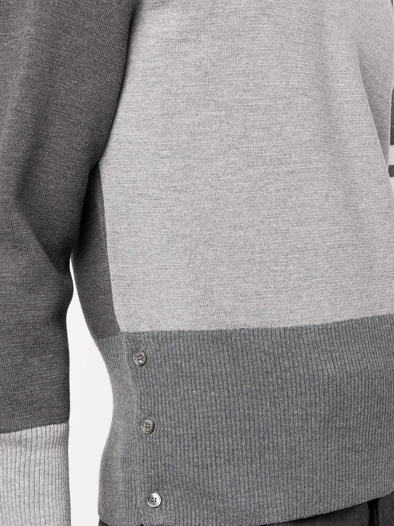THOM BROWNE MEN FUNMIX MILANO STITCH PULLOVER WITH 4 BAR IN MERINO WOOL - NOBLEMARS