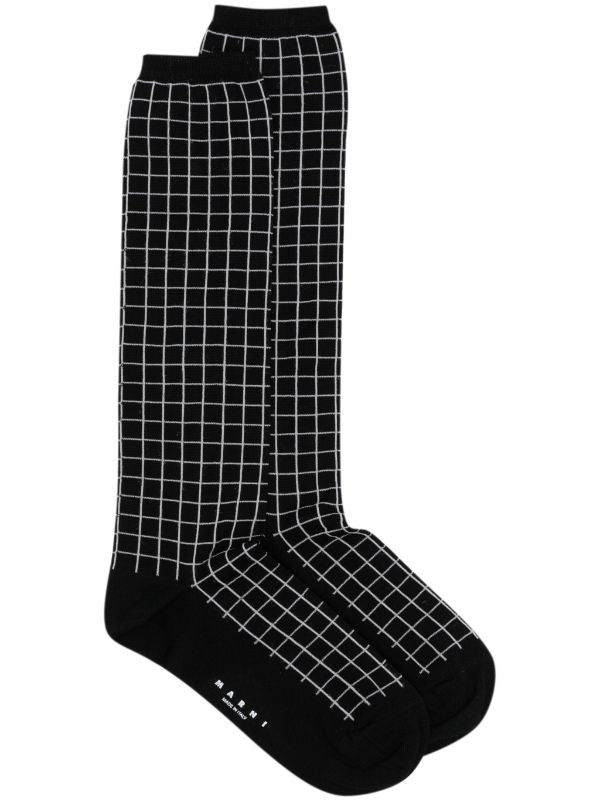 MARNI Women Checkered Calf Socks - NOBLEMARS