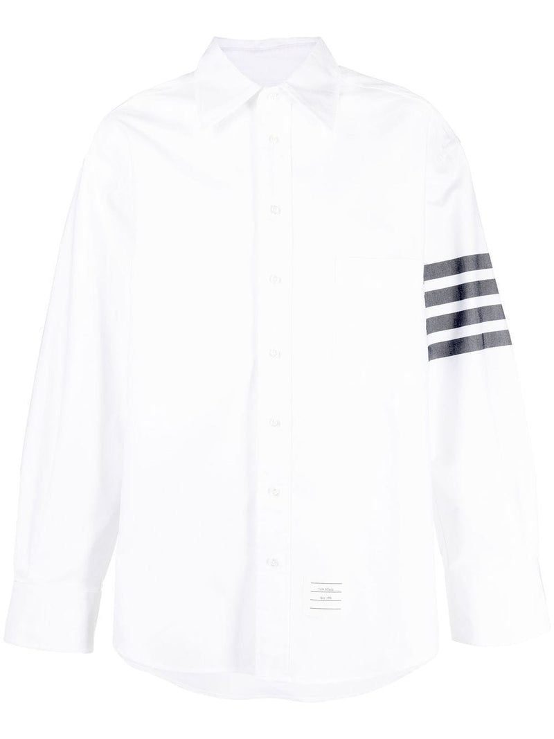 THOM BROWNE MEN OVERSIZED LONG SLEEVE BUTTON DOWN SHIRT IN SOLID OXFORD WITH WOVEN 4 BAR - NOBLEMARS