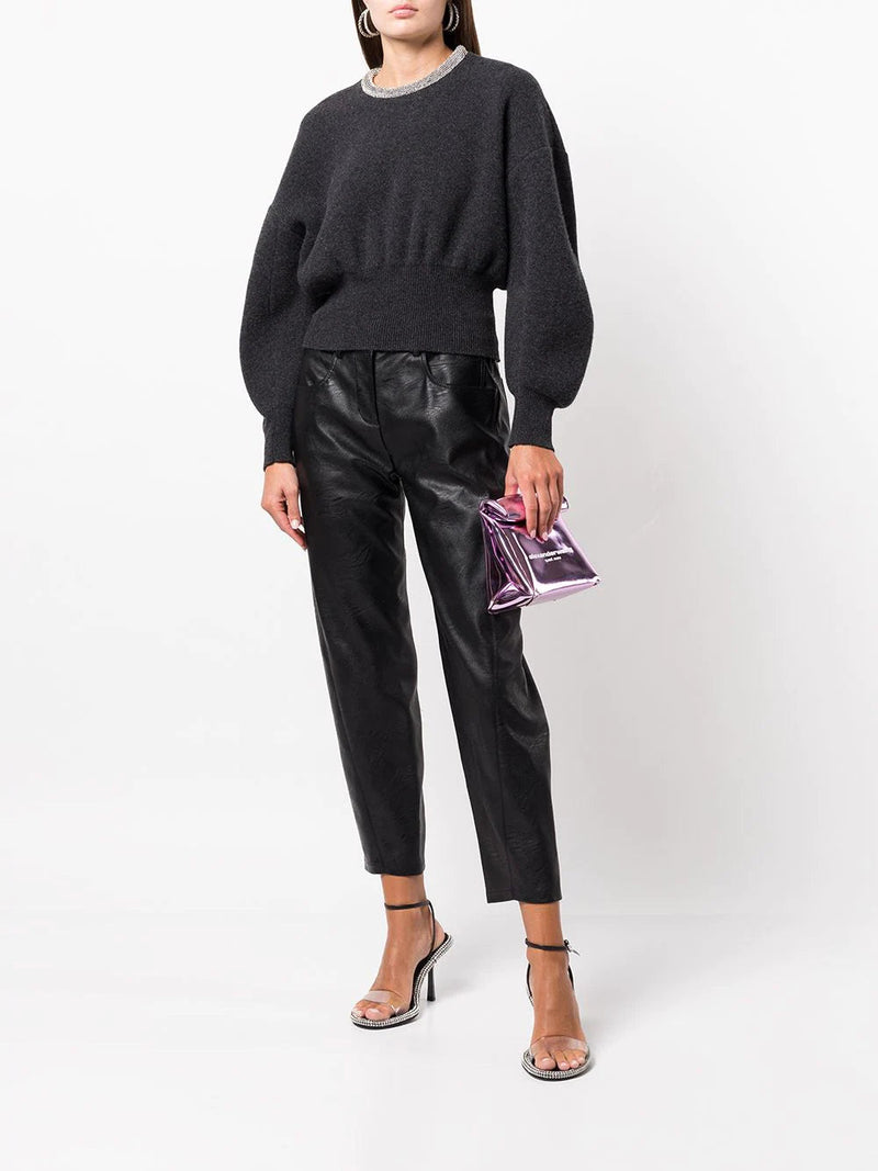 ALEXANDER WANG WOMEN PULLOVER WITH CRYSTAL TUBULAR NECKLACE - NOBLEMARS