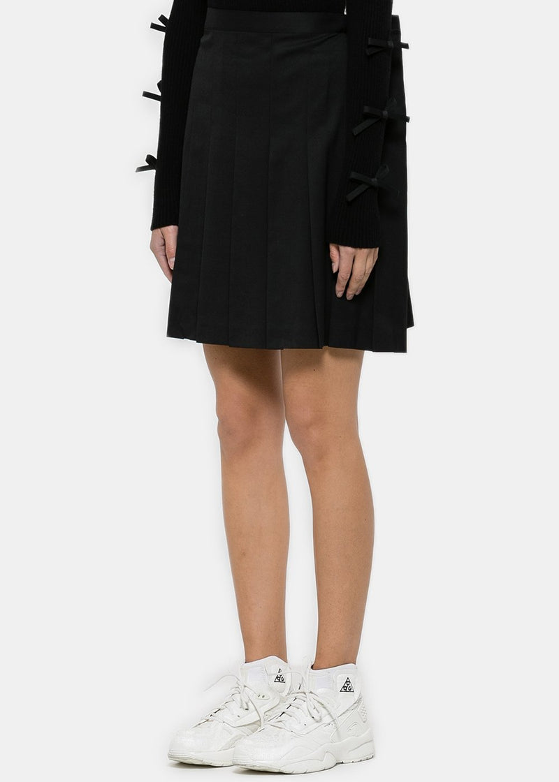 Junya Watanabe Black Pleated Wool Skirt - NOBLEMARS