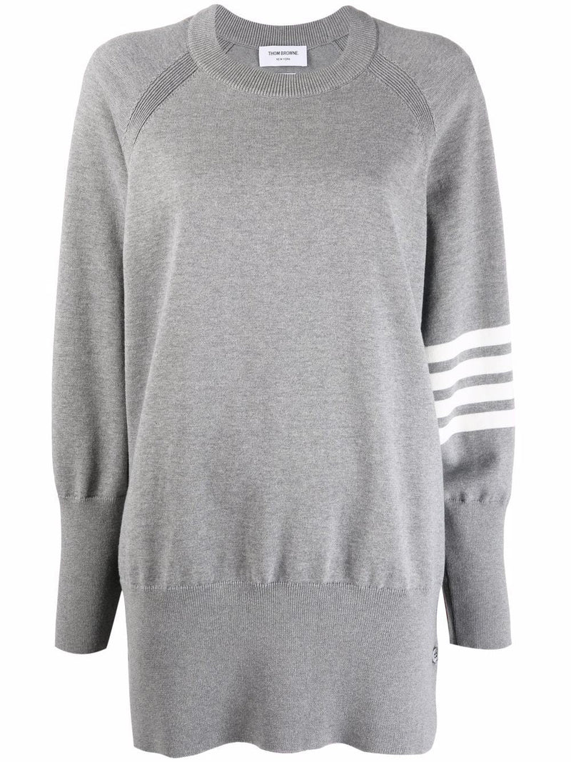THOM BROWNE WOMEN EXAGGERATED FIT PULLOVER W/ 4 BAR IN JERSEY STITCH COTTON - NOBLEMARS