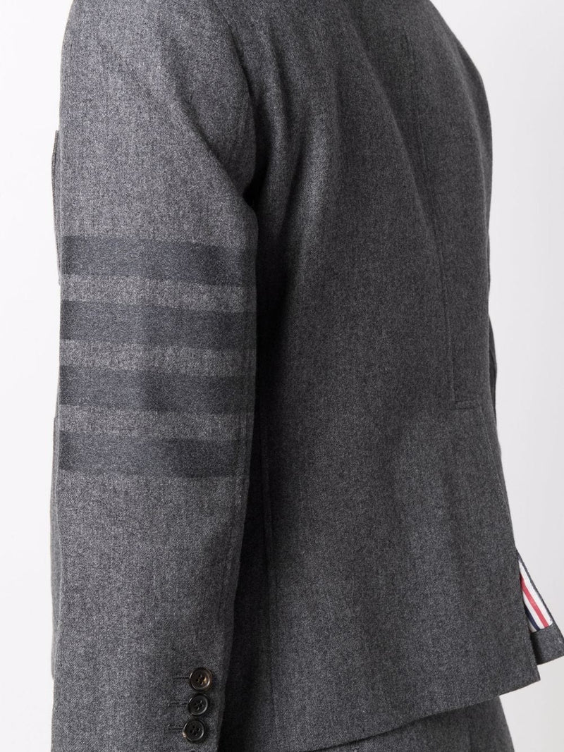 THOM BROWNE WOMEN CROPPED SACK PATCH POCKET SPORT COAT W/ ENGINEERED TONAL 4 BAR IN FLANNEL