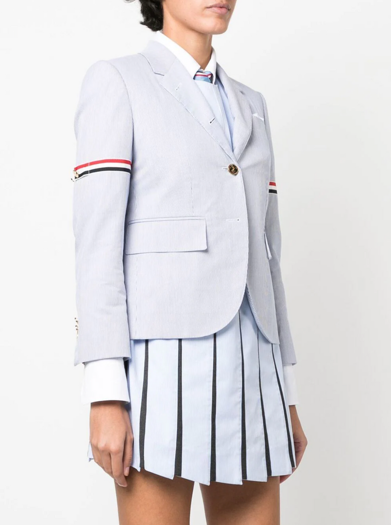 THOM BROWNE WOMEN Fit 3 - High Armhole Sport Coat W/RWB Placket And Armband In Pincord - NOBLEMARS