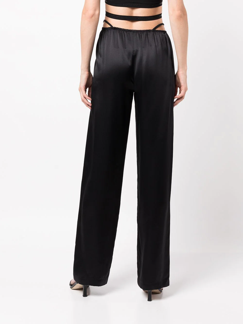 T BY ALEXANDER WANG WOMEN FULL LENGTH WIDE LEG PANTS WITH CRYSTAL THONG DETAIL - NOBLEMARS