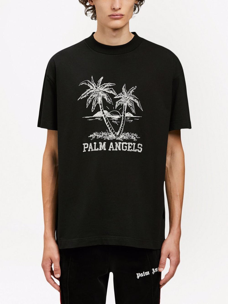 Palm Angels Classic Logo Print T-Shirt Black for Men