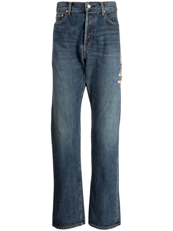 UNDERCOVER MEN EMBROIDERED PATCH JEANS - NOBLEMARS