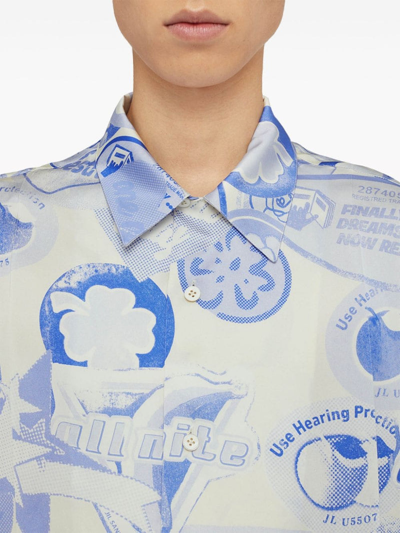 JIL SANDER Men Printed Viscose Shirt - NOBLEMARS
