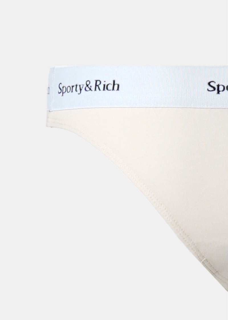 Sporty & Rich White Serif Logo Thong - NOBLEMARS