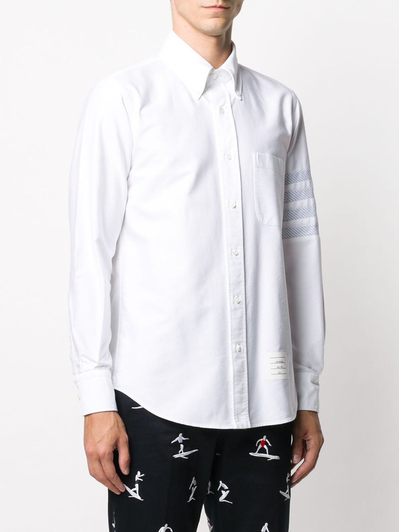 THOM BROWNE MEN STRAIGHT FIT SHIRT W/ SEAMED IN 4 BAR IN OXFORD - NOBLEMARS