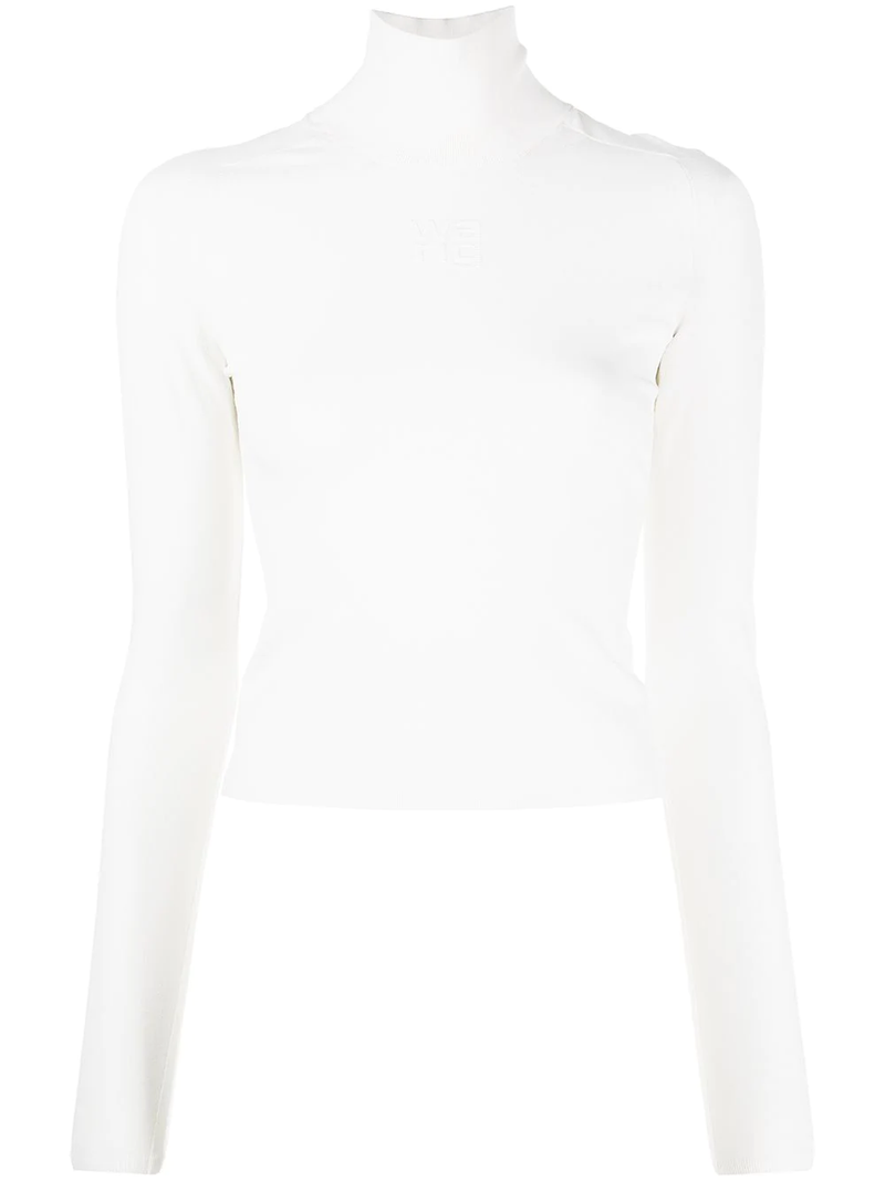 T BY ALEXANDER WANG WOMEN LS TURTLENECK WITH PRINTED HIGH DENSITY LOGO - NOBLEMARS