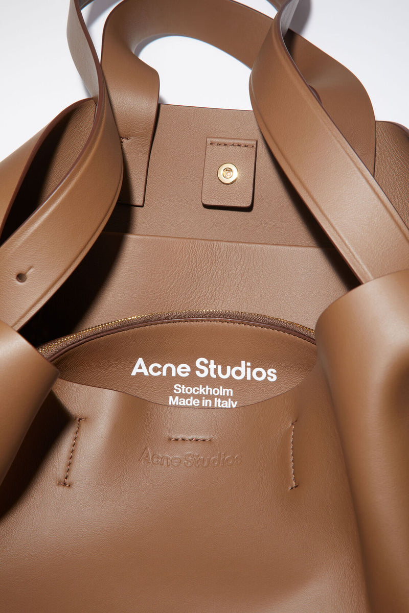 Musubi Midi Leather Tote Bag in Brown - Acne Studios