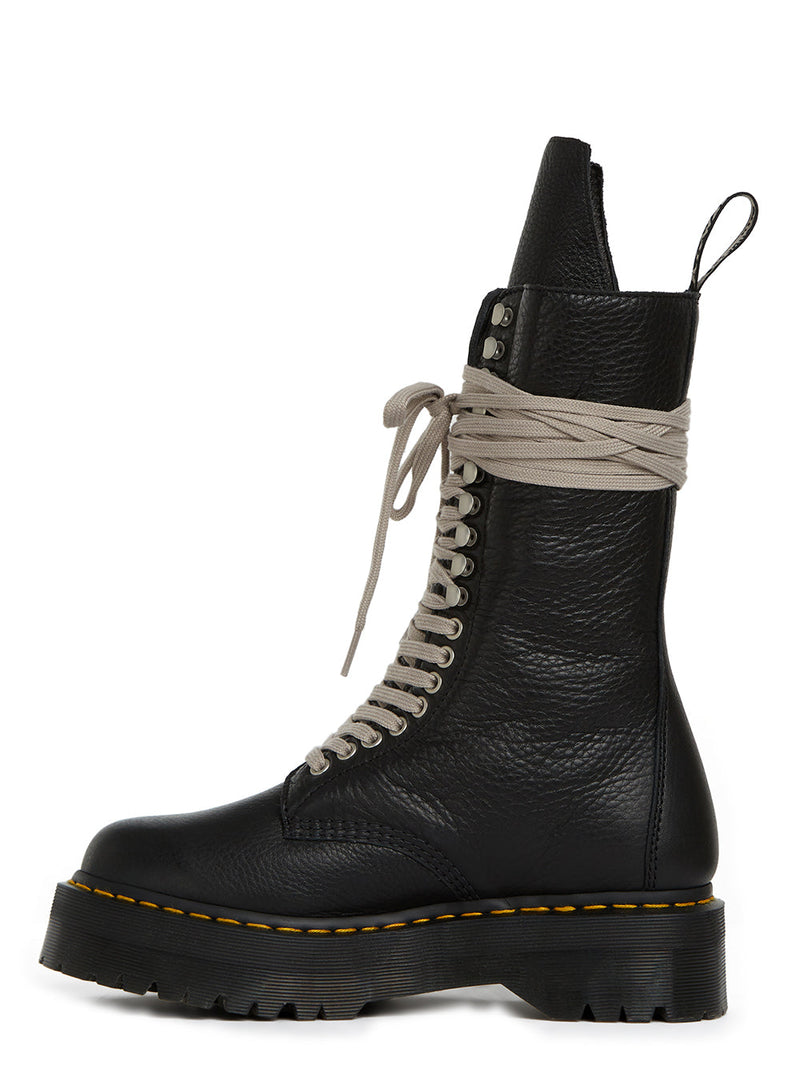 RICK OWENS X DR MARTENS MEN QUAD SOLE CALF LENGTH BOOTS - NOBLEMARS