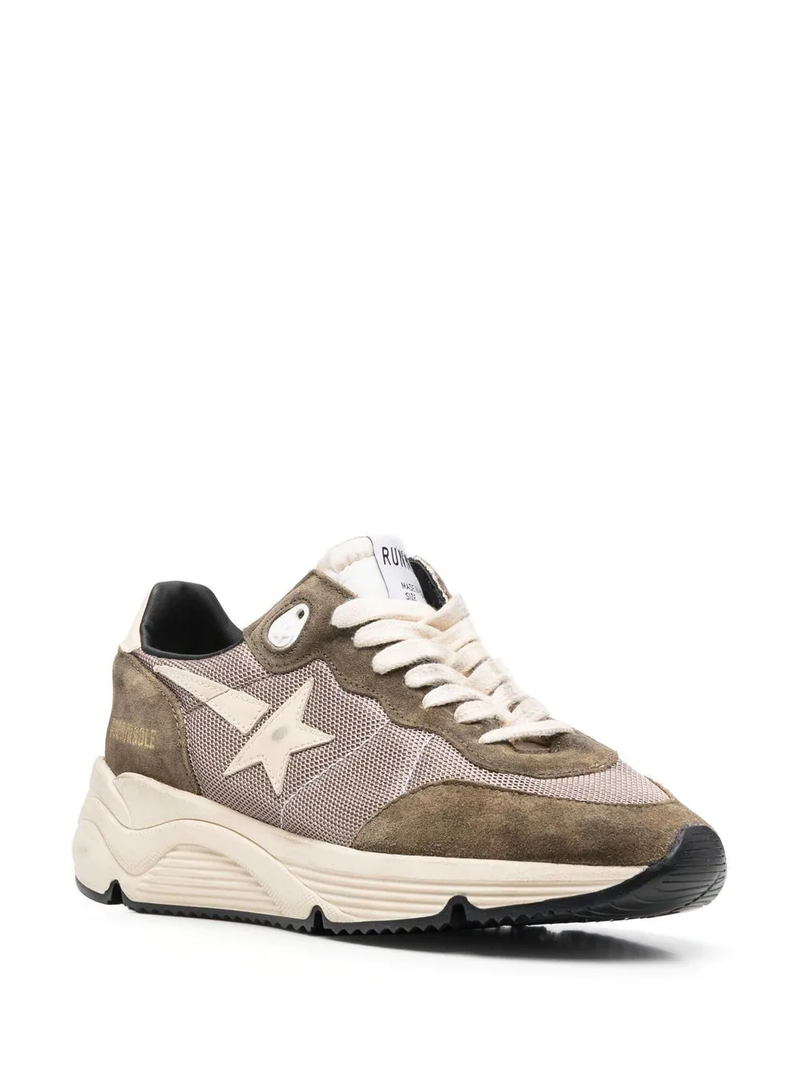 GOLDEN GOOSE WOMEN NET AND LEATHER STAR RUNNING SNEAKERS - NOBLEMARS