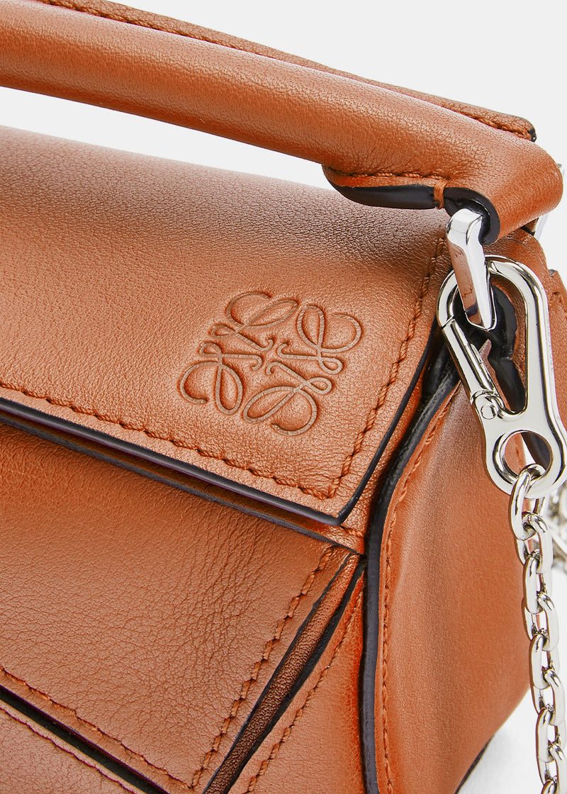 LOEWE Puzzle Bag ChainShoulder Size Nano Leather Brown A510U98X01