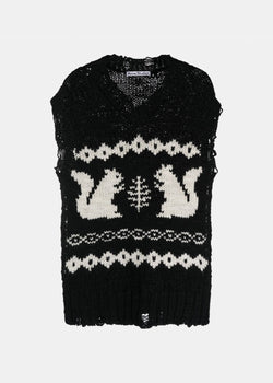 Acne Studios Black & White Squirrel Wool Vest - NOBLEMARS