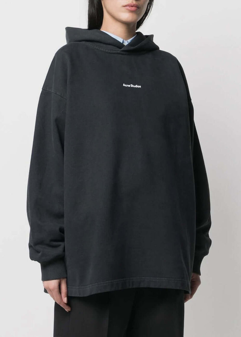 Acne Studios Black Logo Hooded Sweatshirt - NOBLEMARS
