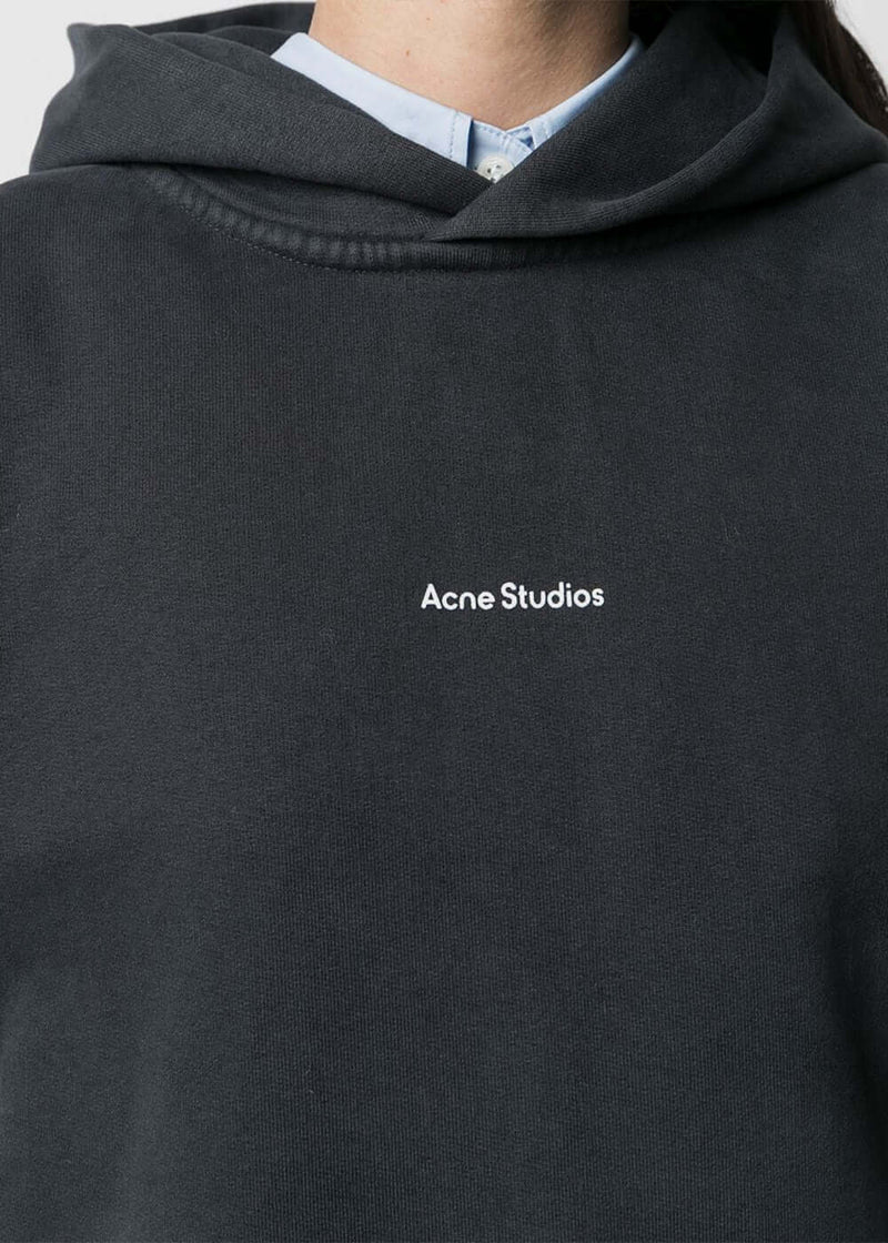 Acne Studios Black Logo Hooded Sweatshirt - NOBLEMARS