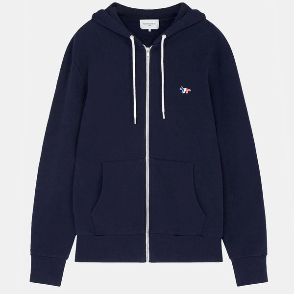 Maison Kitsuné Navy Fox Patch Zip Hoodie - NOBLEMARS