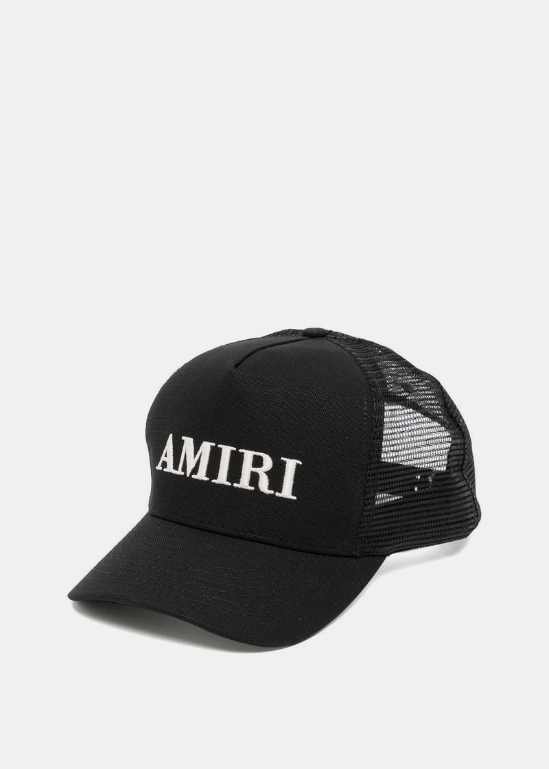 AMIRI Black & White Logo Trucker Hat - NOBLEMARS