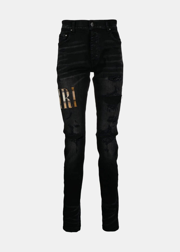 AMIRI Aged Black Flannel Core Logo Jeans - NOBLEMARS
