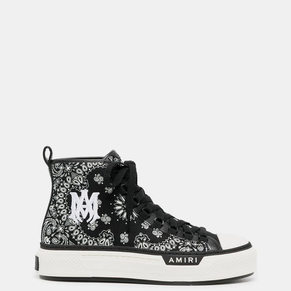 AMIRI Black & White Bandana Court Hi Sneakers - NOBLEMARS