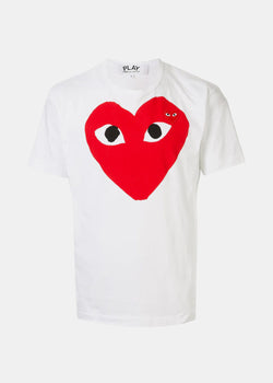 COMME DES GARCONS PLAY White & Red Hearts T-Shirt