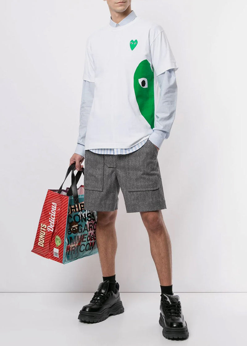 COMME DES GARCONS PLAY White & Green Hearts T-Shirt