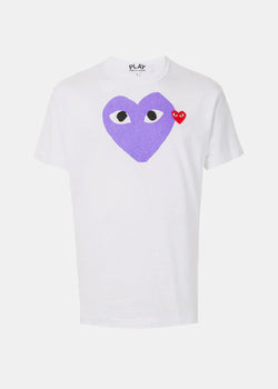 COMME DES GARCONS PLAY White & Purple Hearts T-Shirt