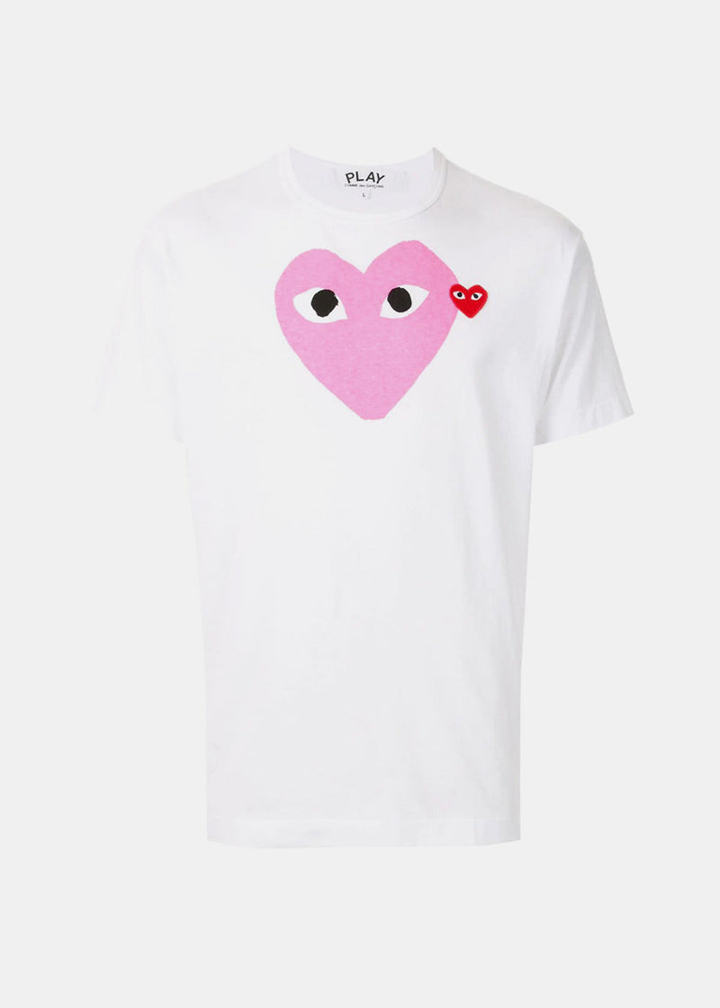 COMME DES GARCONS PLAY White & Pink Hearts T-Shirt