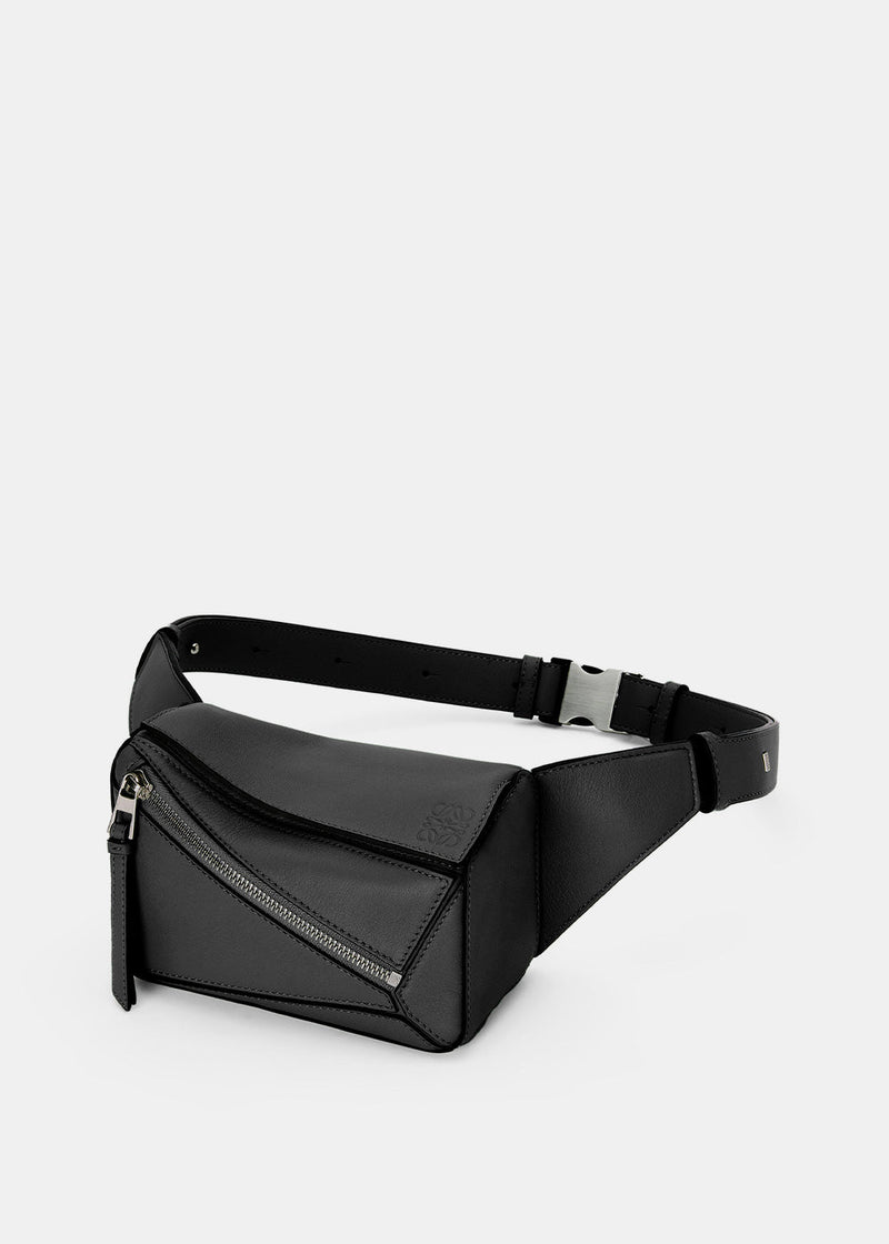 Loewe Mini Puzzle Leather Belt Bag in Black