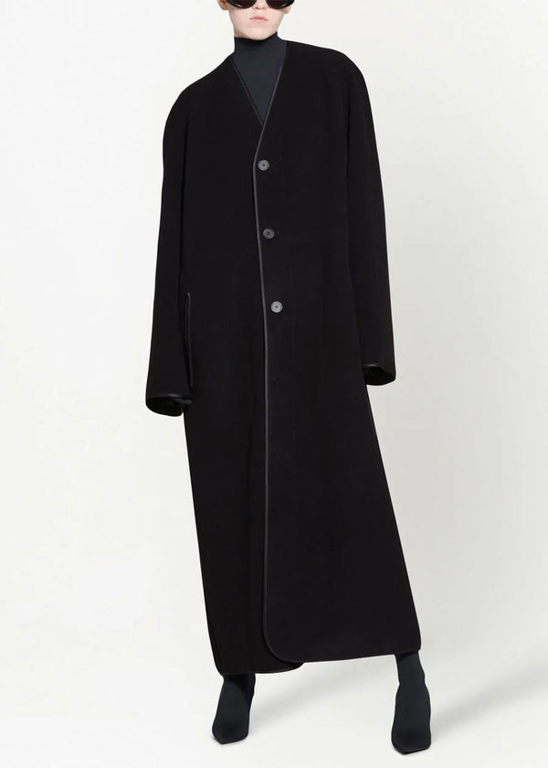 Balenciaga Black V-Neck Lining Coat - NOBLEMARS