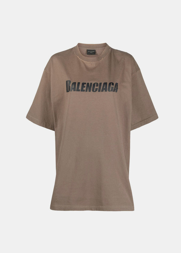 Balenciaga Brown Logo-Print T-shirt