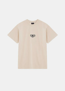 Balenciaga Beige Logo Monogram T-shirt - NOBLEMARS