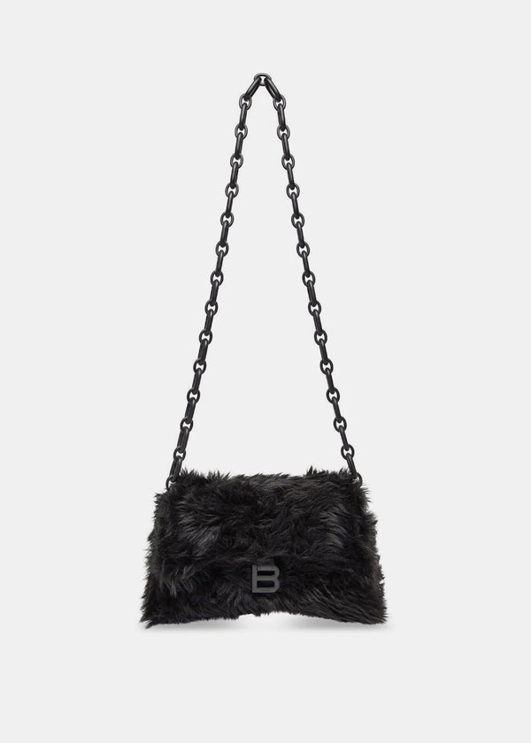 Balenciaga Black Faux-Fur Downton Shoulder Bag - NOBLEMARS