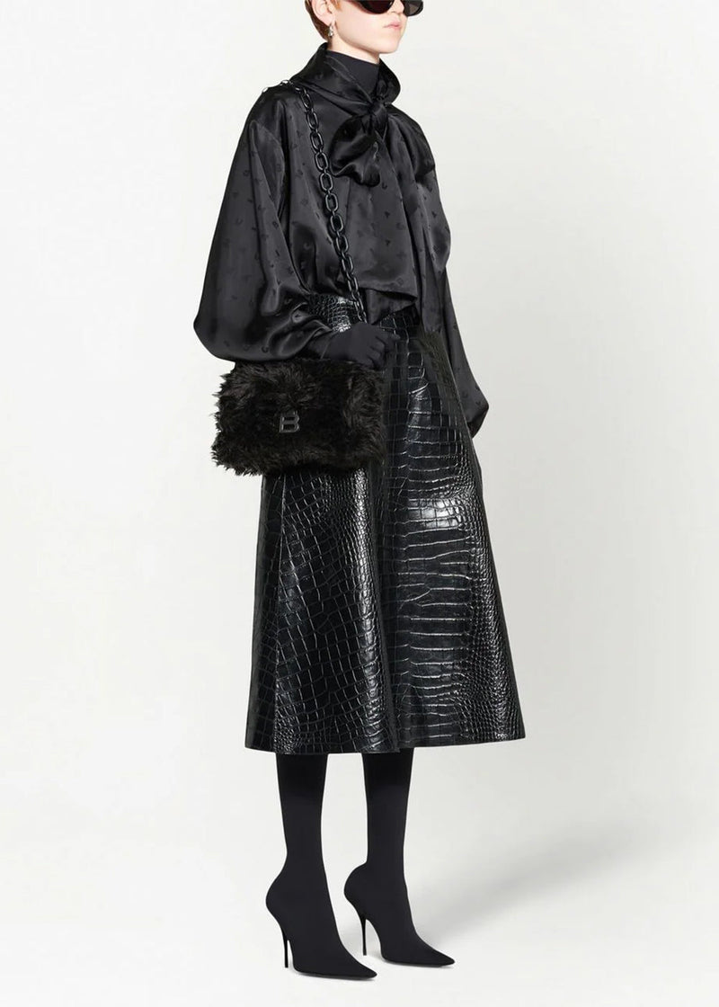 Balenciaga Black Faux-Fur Downton Shoulder Bag - NOBLEMARS