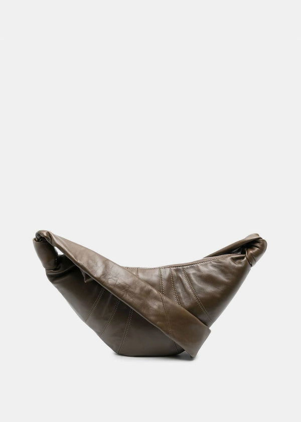Lemaire Dark Olive Nappa Small Croissant Bag - NOBLEMARS