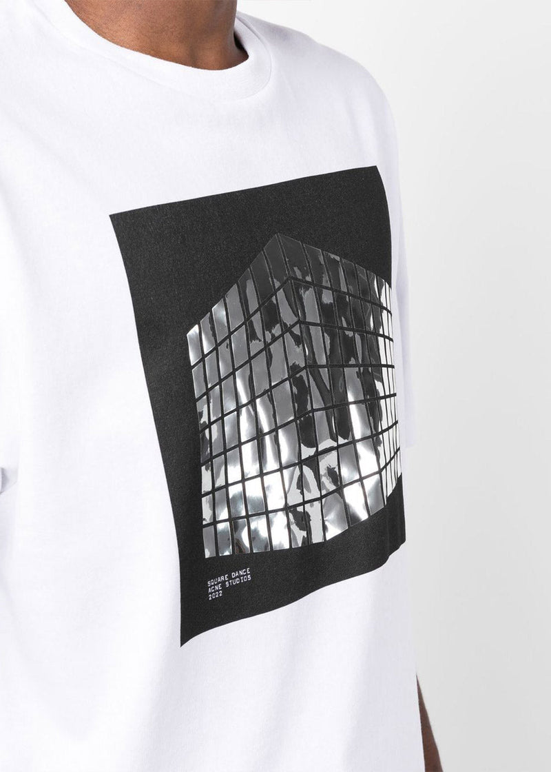 Acne Studios White Square Disco Print T-Shirt - NOBLEMARS