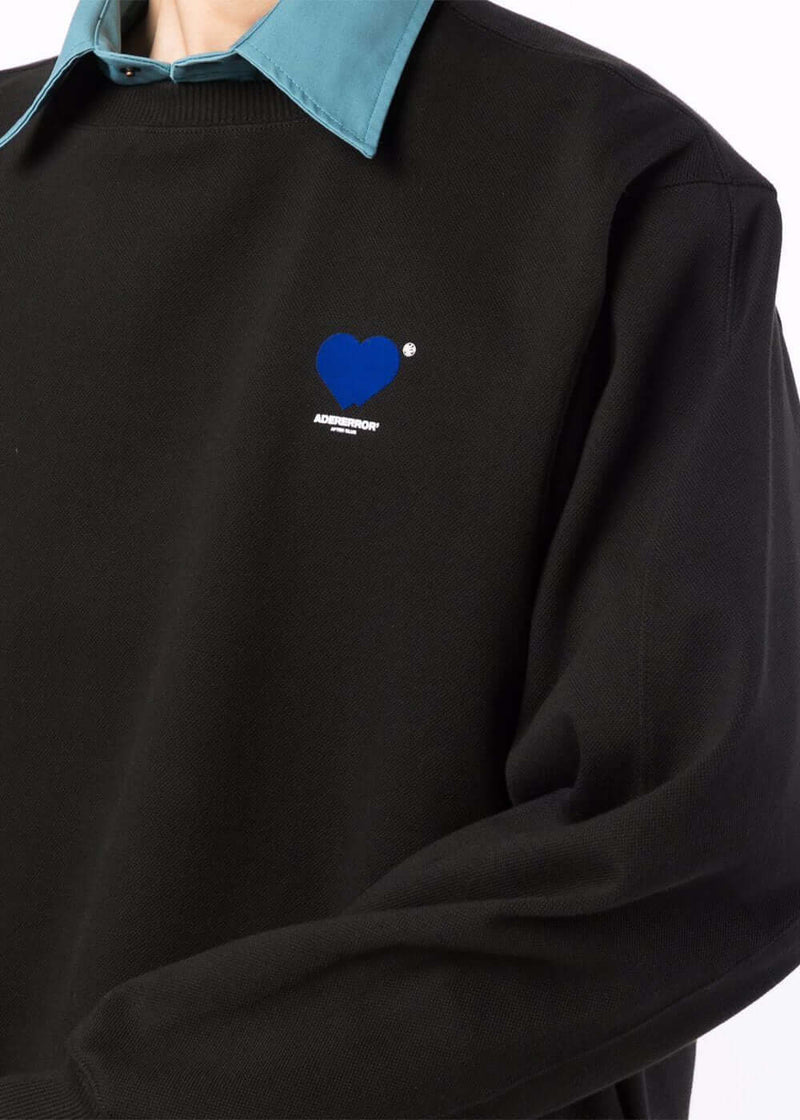 ADER error Black Twin Heart Logo Sweatshirt