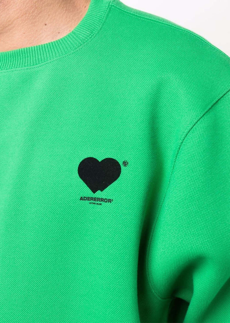 ADER error Green Twin Heart Logo Sweatshirt - NOBLEMARS