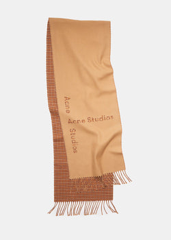 Acne Studios Camel Brown Logo Wool Scarf - NOBLEMARS