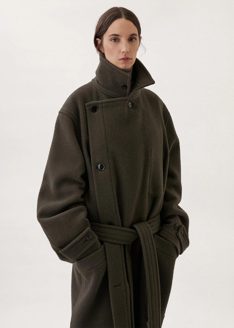 Lemaire Pewter Green Wrap Coat - NOBLEMARS