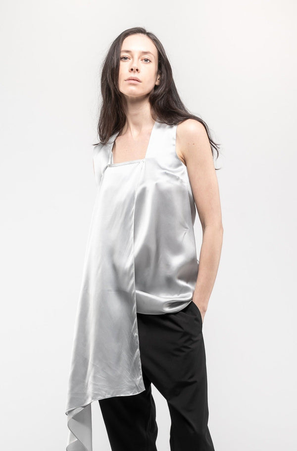 ANN DEMEULEMEESTER Scarf Collar Top In Silver - NOBLEMARS