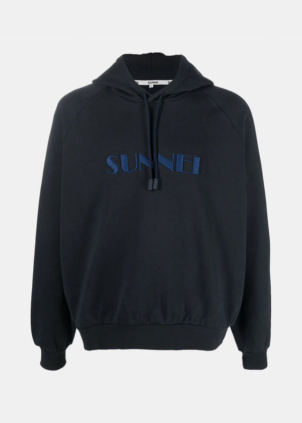 Sunnei Blue Logo Embroidery Hoodie - NOBLEMARS