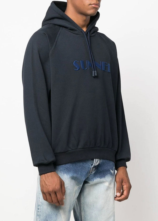 Sunnei Blue Logo Embroidery Hoodie - NOBLEMARS