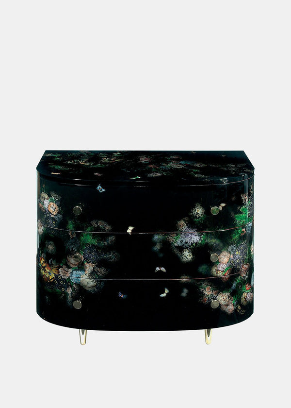 Fornasetti Black Flower Curved Dresser - NOBLEMARS