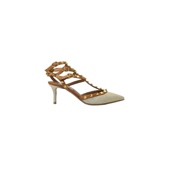 Valentino Studded Ankle Strap Heels Natural Ambra - NOBLEMARS